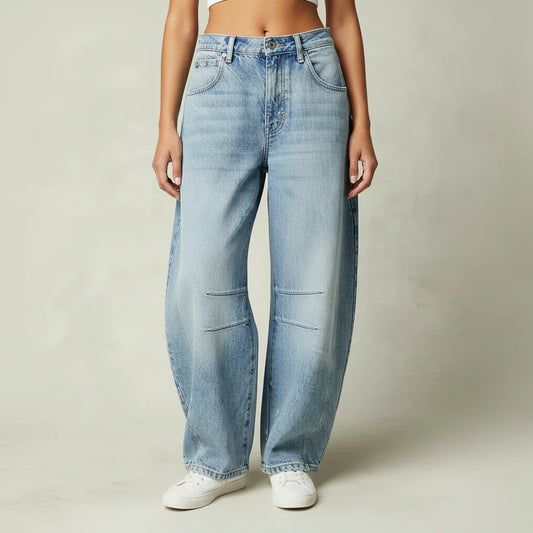 Nerina | Jeans barrel con stampa leopardata da donna