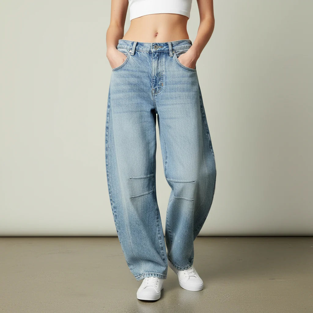 Nerina | Jeans barrel con stampa leopardata da donna