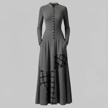Arlena | Abito maxi a quadri effetto suede da donna