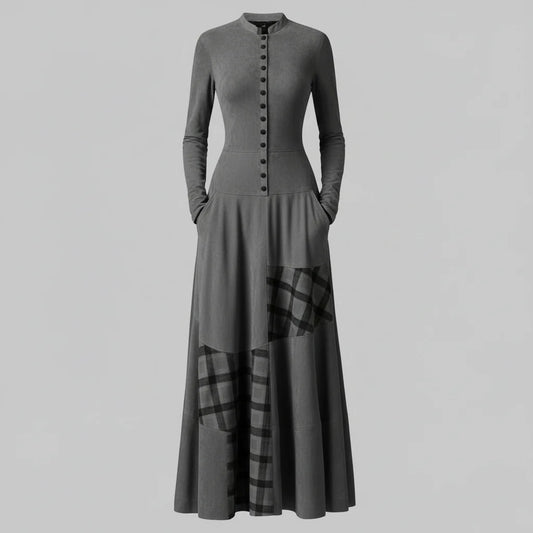 Arlena | Abito maxi a quadri effetto suede da donna