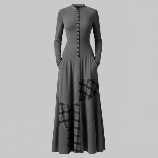 Arlena - Abito maxi a quadri effetto suede da donna Mulu Moon