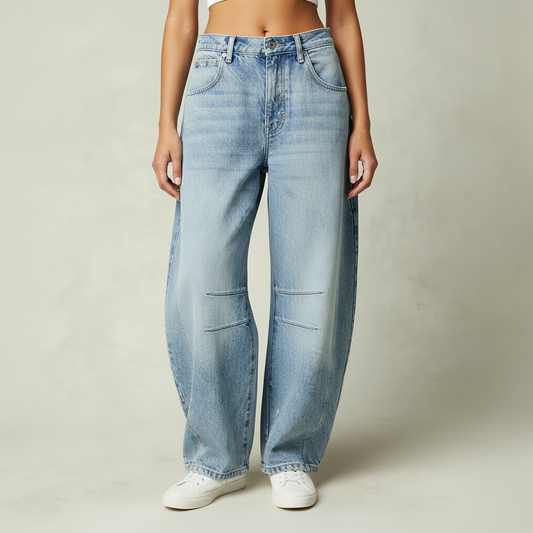 Nerina - Jeans barrel con stampa leopardata da donna Mulu Moon