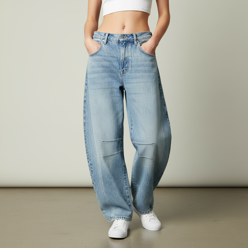 Nerina - Jeans barrel con stampa leopardata da donna Mulu Moon