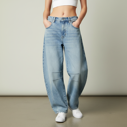Nerina - Jeans barrel con stampa leopardata da donna Mulu Moon