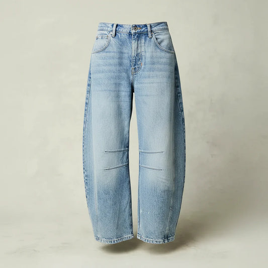 Nerina | Jeans barrel con stampa leopardata da donna