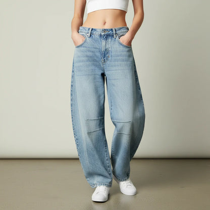 Nerina | Jeans barrel con stampa leopardata da donna